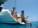 Time to snorkel: Iva and Edwin enjoying the beautiful waters of Fiji