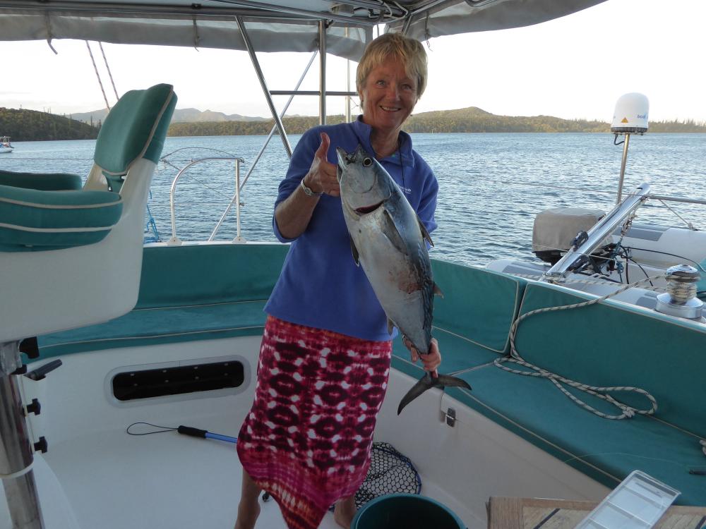 Dinner: One of the tunas we caught in New Caledonia - yum