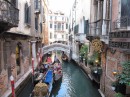 Gondolas down Venice side street