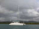 Ta-b at anchor in the San Blas 
