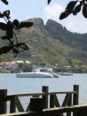 Ta-b at anchor in Providencia, loved the split mountain in the background