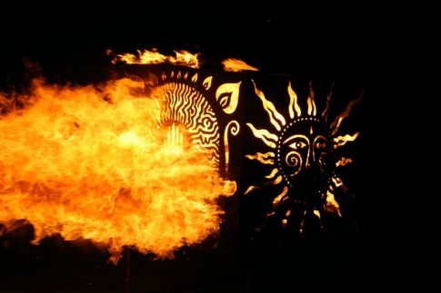 Sun Statue on fire