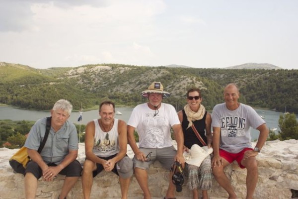 Skradin top of old fort with Jamie, Russ, John, Trish and Mike