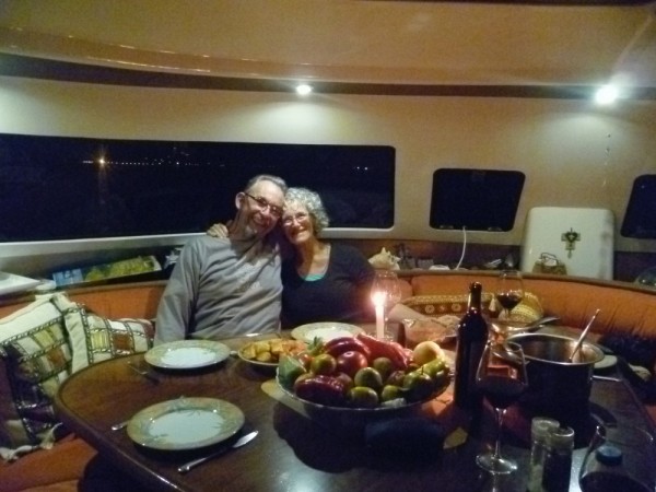 Dinner on board Ta-b with Yoga and Boop