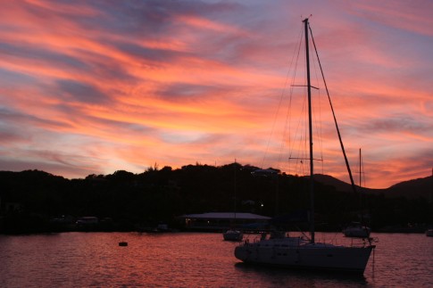 Yes, another sunset from the back of our boat in English Harbour