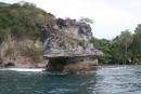Incredible rock formation in bay by Soufriere