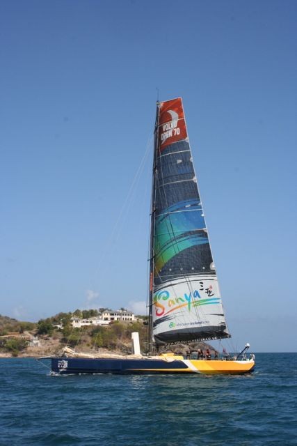Boat arriving for Antigua Race week
