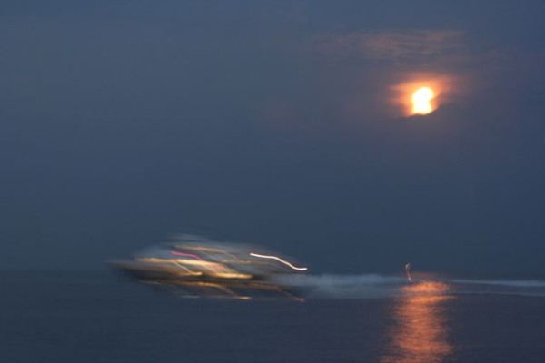 Just for fun - full moon with mega yacht that did not quite work out