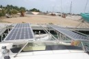Solar panels up on new stainless steel bimini