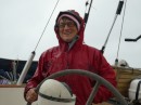 A wet day on the helm