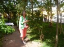Fran in the school garden, this where we had our classes