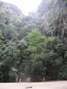 The huge cliffs inside Emerald Cave
