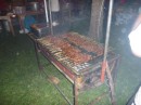 Shish-kebabs sizzling on the grill.