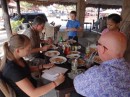 Quarantine, Customs, Immigration and Harbour Master all looked after, so lunch at the Pante Laut Restaurant by the water front.