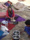 Maia helps prepare the vegetables.
Our lunches and dinners consisted of potatoes, onions and cabbage spiced with cumin and curry and rice and chapati (roti).