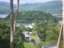 Savusavu Bay.
Gromit can just be seen almost tucked in behind the trees - centre right with a little splotch of blue visible.