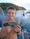Michael and Liam did a bit of spear fishing on the outer reefs. Liam caught this parrot fish. We cooked in and all had a little nibble.