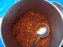 Hot chili powder. Yikes! Michael likes it hot, Zoe is a mild to medium as is Liam and Maia and I don