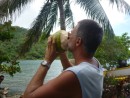 We drank the water directly out of the coconuts.