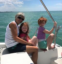 Grammy, Brooklyn, and Kamryn in the cockpit