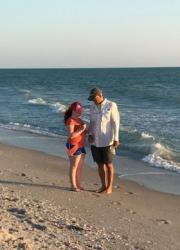 Kayla and Grandpa on Don Pedro beach