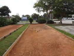Playing bocce ball in Marathon park