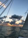 Sunrise sailing south down Biscayne Bay from Dinner Key