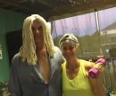 New Years eve costume party in the Hut; Fabio and Olivia Newton-John