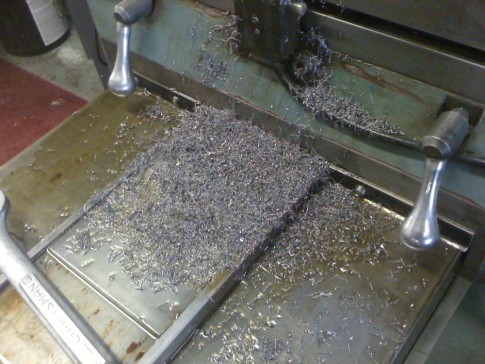 Filing from machining the Rocna. I joked with Ted that we probably just voided the warranty!
