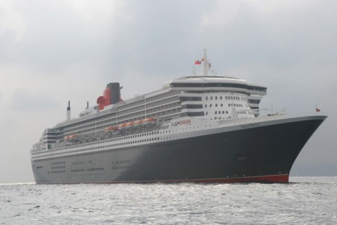 Queen Mary 2 is one huge ship. The haziness of the photo was caused by ash in the air from a volcanic eruption on Montserrat over a hundred miles away.