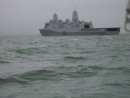 Closer view of  one of the Navy vessels escorting us down the Chesapeake.