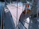 Another view of our new fore deck cover fabricated by North Sails. Ernst Looser came on the boat, took a few measurements, and came back a few days later with a piece of canvas that fit perfectly!