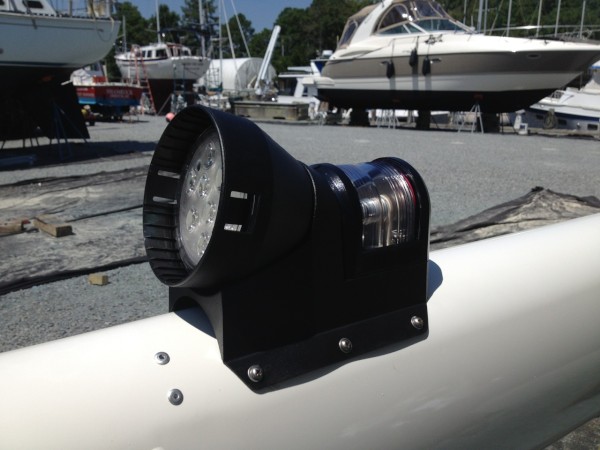 New LED steaming and foredeck light is an upgrade we added while rigging the new mast.