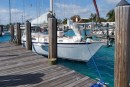 Thalia at the dock in Bimini, after the crossing from Biscayne Bay.