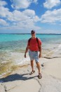 Larry hiking on the south end of Allens Cay.