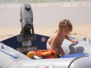 Bethan enjoys playing in the dinghy.