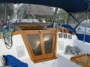 Cockpit of Wind Dancer II after she was relaunched from the Hurrican pit at Vudu Point Marina.