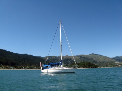 Anchored at Tata Islands off Tata Beach, Golden Bay, NZ on New Years Day 2011