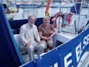 Irene and Tom Coleman who drive across Brittany to Camaret to visit us on the pontoon, and take us out to lunch!
