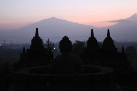 Stille am Morgen, Borobudur Tempel, Central Java, Indonesien, Oktober 2013