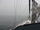 FOG! It was almost welcome to have some fog injected into our first ocean voyage, a rather dull day suddenly went from dreary to full attention of adapting to the weather change. This was where the keel meets the water...thorough training prepared us to make timely decisions.
