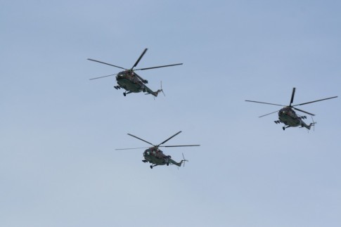 helicopters fly over on bay of Pigs anniv