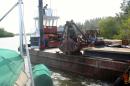 Barge making a careful pass