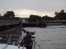 Tied up alongside the barge for the night, at a closed lock just below Pont sur Yonne