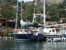 Swagman moored alongside under Kale Koy, Turkey.