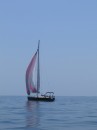 Swagman labouring to carry our full spinnaker in light airs off the Turkish coast.