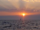 Sunset sailing from Israel to Egypt