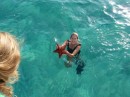 I found a big starfish swimming in our anchorage at The Bight.