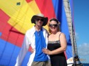 Marshall and Donna--photo op. with the spinnaker