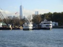 We passed by the ferries that bring tourists to Liberty Island in their berths the morning we left.